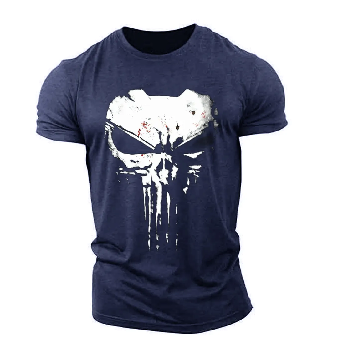 Punisher Skull Grafische T-Shirts Voor Spieren Heren T-Shirt Sportkleding Buitenlicht, Dunne En Ademende Elasticiteit T-Shirts