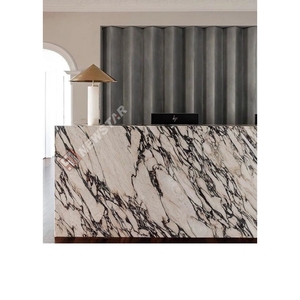 Luxury Stone Italy Viola Marble Reception <b>Desk</b> Beauty Design Front for Commercial Hall - Product Image 5