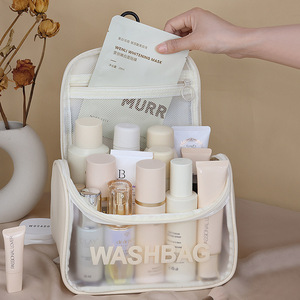 Travel Toiletry Bag Transparent Waterproof PVC Flip Top Large Capacity Storage For Bathroom Portable Rectangle Hook Type - Product Image 2