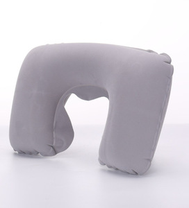 Comfortable <strong>U</strong>-Shaped Inflatable Travel Neck <strong>Pillow</strong> Flocked Fabric Air <strong>Pillow</strong> Support Head Neck/Lumbar for Traveling - Product Image 1