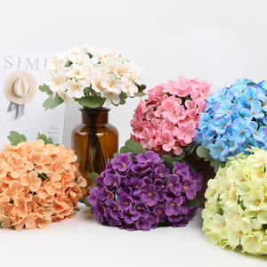 Bouquet d'hortensias artificiels Guanyi, fleurs en soie, décoration de mariage, décoration de la maison, accessoires d'extérieur, impression 3D en relief - Product Image 4