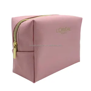 L'Oreal Direct Supplier Custom Large Capacity Luxury Saffiano Leather Cosmetic Bag PU Makeup Pouch