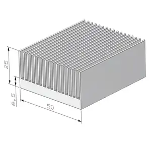 Yüksek güç elektronik soğutucu led pcb soğutucu profili 50(W)* 25(H)mm