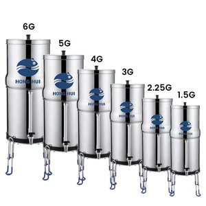 NSF/ANSI 42 & 372 Hong HUI LT-3A <span class=keywords><strong>3</strong></span> gallon Countertop Máy lọc nước thép không gỉ trọng lực Fed Hệ thống lọc - Product Image 6