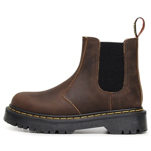 Botas Chelsea - Botas de Motociclista con Plataforma para Mujer - Botas Cortas de Cuero Genuino con Suela de Cuña Baja - Product Image 1