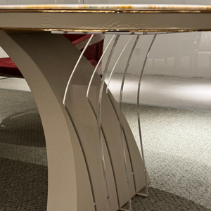 Hiện đại sang trọng vòng bàn ăn đá cẩm thạch tự nhiên hàng đầu với cơ sở kim loại cho phòng khách nhà nội thất đồ nội thất - Product Image 5