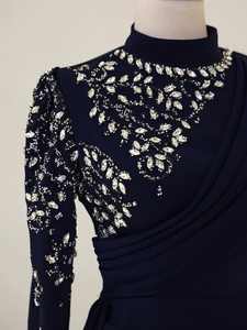 लक्जरी शाम की पोशाक <span class=keywords><strong>2026</strong></span> शानदार नौसेना ब्लू ईड ड्रेस गर्मियों की खुली शाम को मुस्लिम अबाया की महिला - Product Image 2