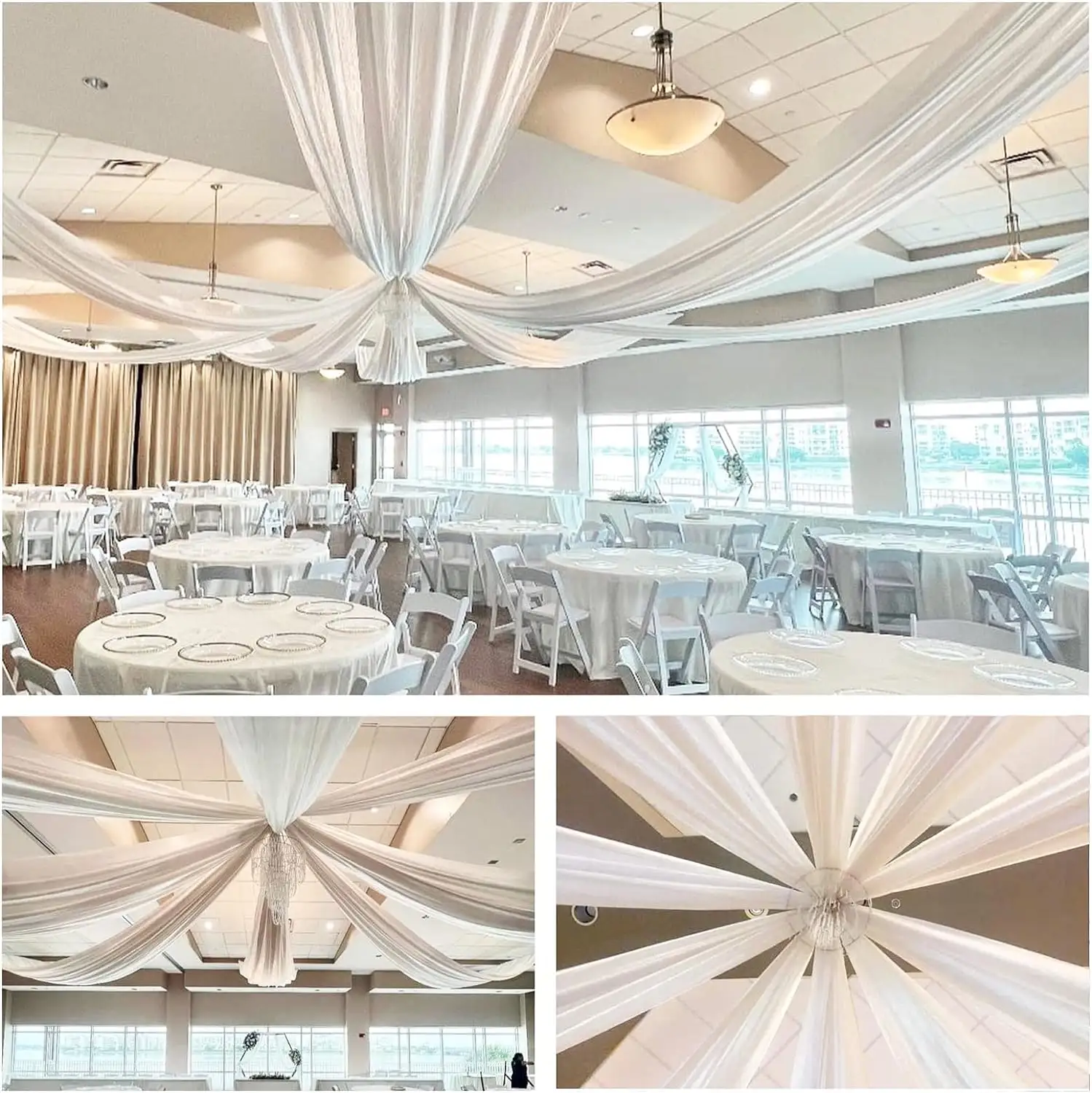 White Ceiling Drapes for Weddings 5ftx10ft Wedding Arch Draping Fabric Chiffon Curtain for Party Wedding Decoration