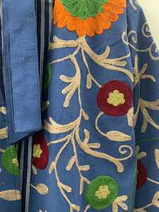 Colorful Suzani Embroidered Kimono Handmade Long Coat Festival Velvet Duster Robe Ethnic Floral Outerwear - Product Image 2