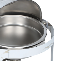 Nouveau produit : Réchaud rond en acier inoxydable blanc de 6 L avec couvercle roulant pour buffet, idéal pour hôtels et restaurants
