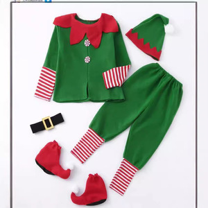 Costume d'elfe de Noël pour enfants, tenue assortie parent-enfant, costume de danse pour spectacle, manches courtes, vert et rouge - Product Image 2