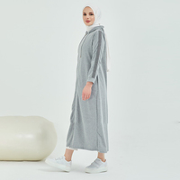 Robe Abaya de style sportif pour femmes musulmanes, de haute qualité, couleur unie, douce, manches longues, fermeture éclair sur le devant, grande taille, Jubah Turquie
