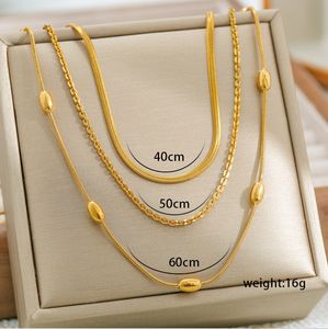 Mode populer baja tahan karat 18K emas tiga lapis hati Kuba kalung tulang ular rantai klavikula kalung untuk hadiah wanita - Product Image 5