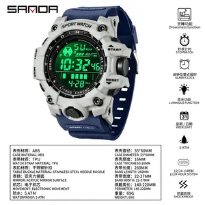 Reloj Deportivo SANDA 6229 Unisex con Luz Verde, Resistente al Agua 5BAR, Esfera Grande, Pantalla Digital Multifuncional y Correa de Goma - Product Image 4