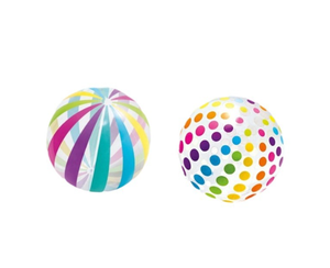 Pelota Inflable de PVC con Diseño de Puntos y Rayas Coloridas para Juegos Acuáticos en la Playa o Piscina, Disponible en Stock - Product Image 1