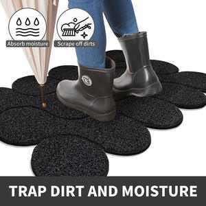 Tapis d'entrée rectangulaire gris foncé en PVC, antidérapant, résistant aux taches, couleur unie, pour hall d'entrée et salon - Product Image 2