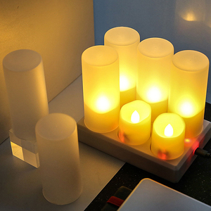 Flameless Candles with Rechargeable Base <strong>Led</strong> Candle Flickering <strong>Tea</strong> <strong>Lights</strong> with Timer - Product Image 1