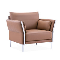 Fauteuil en cuir moderne pour bureau ou salon, fauteuil en cuir de luxe haut de gamme avec pieds en métal chromé pour salle d'attente de bureau