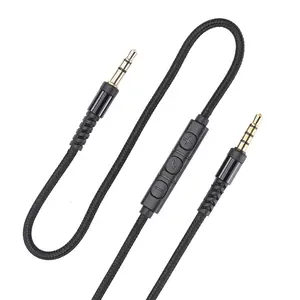 1.2M Aux Kabel Audio 3.5Mm Ke 3.5Mm Jack Mobil Speaker Line dengan Kontrol Volume Mikrofon Kabel Aux untuk iPhone Samsung Headphone Ponsel PC