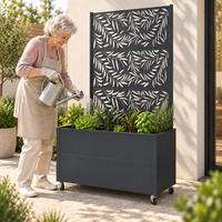 Bac à potager surélevé en métal avec treillis sur roulettes, jardinière résistante aux intempéries avec séparateur de jardin, bac à plantes extérieur
