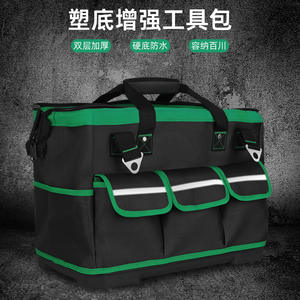 Sac de transport multifonctionnel avec fond en plastique, 15-19 poches, fermeture éclair étanche, pour électriciens et travail du bois - Product Image 1