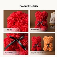 Bouquet de roses éternelles créatives en forme d'ours pour la fête des mères, les anniversaires et la Saint-Valentin