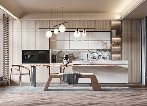 Armoires de cuisine modernes blanches sur mesure gratuites, ensemble de meubles durables avec évier et îlot de cuisine - Product Image 5