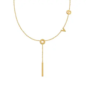 Pingente de letras de amor alfabeto 18k banhado a ouro aço inoxidável atacado colar Oem joias minimalistas