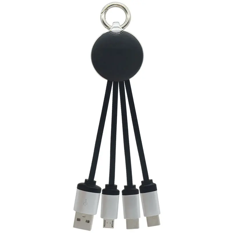 High Quality Smartphone Micro Type C USB Charger Cable 4 in 1 USB Cable Customized Logo Multi USB Charging Cable with LED Light