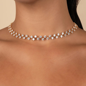 Collier ras-<span class=keywords><strong>de</strong></span>-<span class=keywords><strong>cou</strong></span> Gemnel <span class=keywords><strong>de</strong></span> luxe <span class=keywords><strong>en</strong></span> moissanite, argent sterling 925, plaqué <span class=keywords><strong>or</strong></span>, chaînes blanches brillantes, personnalisable - Product Image 2