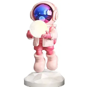 Wholesale Living Room Large Accessories Pink White Gold Astronaut Sculpture Resin Craft For Home Decor