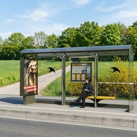 Auberges de bus extérieures de haute sécurité offrant la possibilité de personnaliser les systèmes d'éclairage LED et équipées de bancs