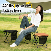 Tabouret de camping pliable robuste avec poche de rangement, chaise de camping XL en tissu Oxford rembourré à 5 couches pour la pêche et la randonnée en plein air