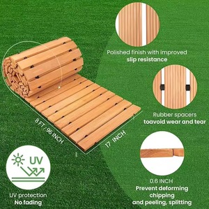 Wooden Garden Path Interlocking <b>Decking</b> 8Ft <b>Anti</b> <b>Slip</b> Outdoor Walkway Rustic Design Rectangle Shape - Product Image 4