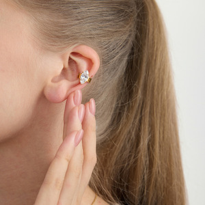 Pendientes de Clip con Zirconia en Forma de Lágrima, Engaste de Garra, Joyería para Mujer de Uso Diario - Product Image 2