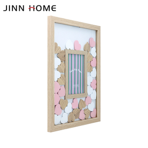 Wooden Wedding Guest <strong>Book</strong> Alternative Large Rustic <strong>Visitors</strong> <strong>Book</strong> with Hearts Wood Photo Frame Drop Box Wedding Decoration - Product Image 2