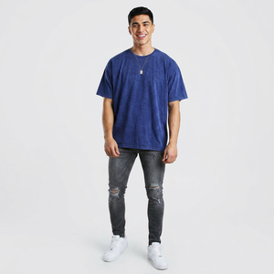 Camiseta de Hombre 100% Algodón, Estilo Vintage Desgastado, Lavado Ácido, Estilo Hip Hop, Corte Holgado, Camisetas Cuadradas Estampadas - Product Image 1