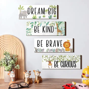 Pafu 4 pezzi decorazione per vivaio in <span class=keywords><strong>legno</strong></span> Baby Safari graziosa giungla con camera da letto per bambini - Product Image 1