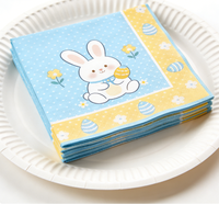 Serviettes en papier jetables série Lapin de Pâques et Œuf, Décoration de table printanière, Serviettes en papier imprimées Lapin de Pâques et Œuf écologiques