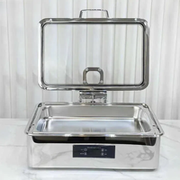 Plat de service électrique numérique 9L en acier inoxydable à température contrôlée pour buffet, traiteur et hôtellerie - Ensemble chauffe-plats
