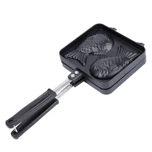 Hot Selling Gaskocher Fisch form Aluminium legierung Antihaft Home Double Waffle Maker