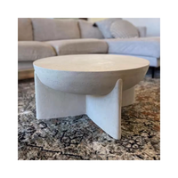 SH STONE Table de tambour de cylindre de bloc solide minimaliste moderne Surface aiguisée de calcaire de marbre personnalisée pour la Table d'appoint de café de Villa