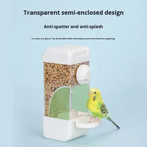Pengumpan gantung magnetik otomatis ramah lingkungan Parrot untuk <span class=keywords><strong>Cockatiels</strong></span> kotak makanan tahan percikan pemisah sekam besar - Product Image 3