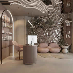 Decoración de Lujo Personalizada para Salón de Uñas, Exhibidor Interior para Tienda de Belleza, Mostrador de Barra, Vitrina y Decoración con LED para Salón de Belleza - Product Image 1