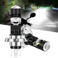 Ampoule de phare de moto DC 12V~80V, mini projecteur LED, lentille blanche et jaune, double couleur, faisceau haut et bas, 10W 2500LM, phare de voiture et de moto