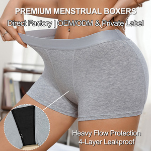 OEM Wholesale <strong>Women's</strong> Period <strong>Boxer</strong> Briefs Reusable Absorbent Leak Proof Cotton Menstrual <strong>Underwear</strong> Boyshort Panties for <strong>Women</strong> - Product Image 1