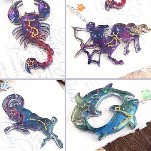 2 jeux de moules en silicone pour les 12 signes du zodiaque, boucles d'oreilles, accessoires, pendentifs, décoration intérieure. - Product Image 3