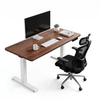 Bureau debout de luxe en bois massif - Poste de travail électrique sur mesure à texture naturelle pour projets de bureau