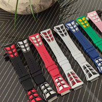 Bracelet de montre haut de gamme personnalisé bicolore en caoutchouc fluoré à ailettes de requin, maillons en alliage de titane, matériau en caoutchouc fluoré importé