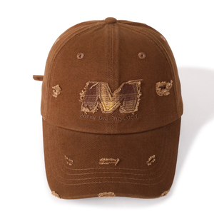 2025 Neues Design Benutzer definierte Hochwertige Baseball kappe Bild Logo 6 Panel Cap Unisex Fashion Casual Ripped 3D Besticktes Logo Dad Cap - Product Image 1